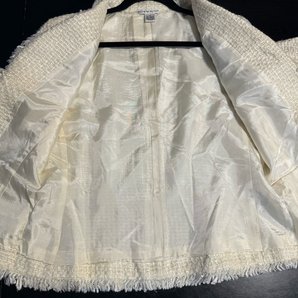 Vintage Preston & York Cream Textured Blazer Preppy Office Business Coco Chanel - Picture 12 of 14